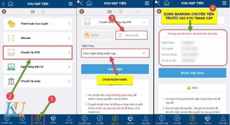Nạp tiền KU casino tại trụ ATM